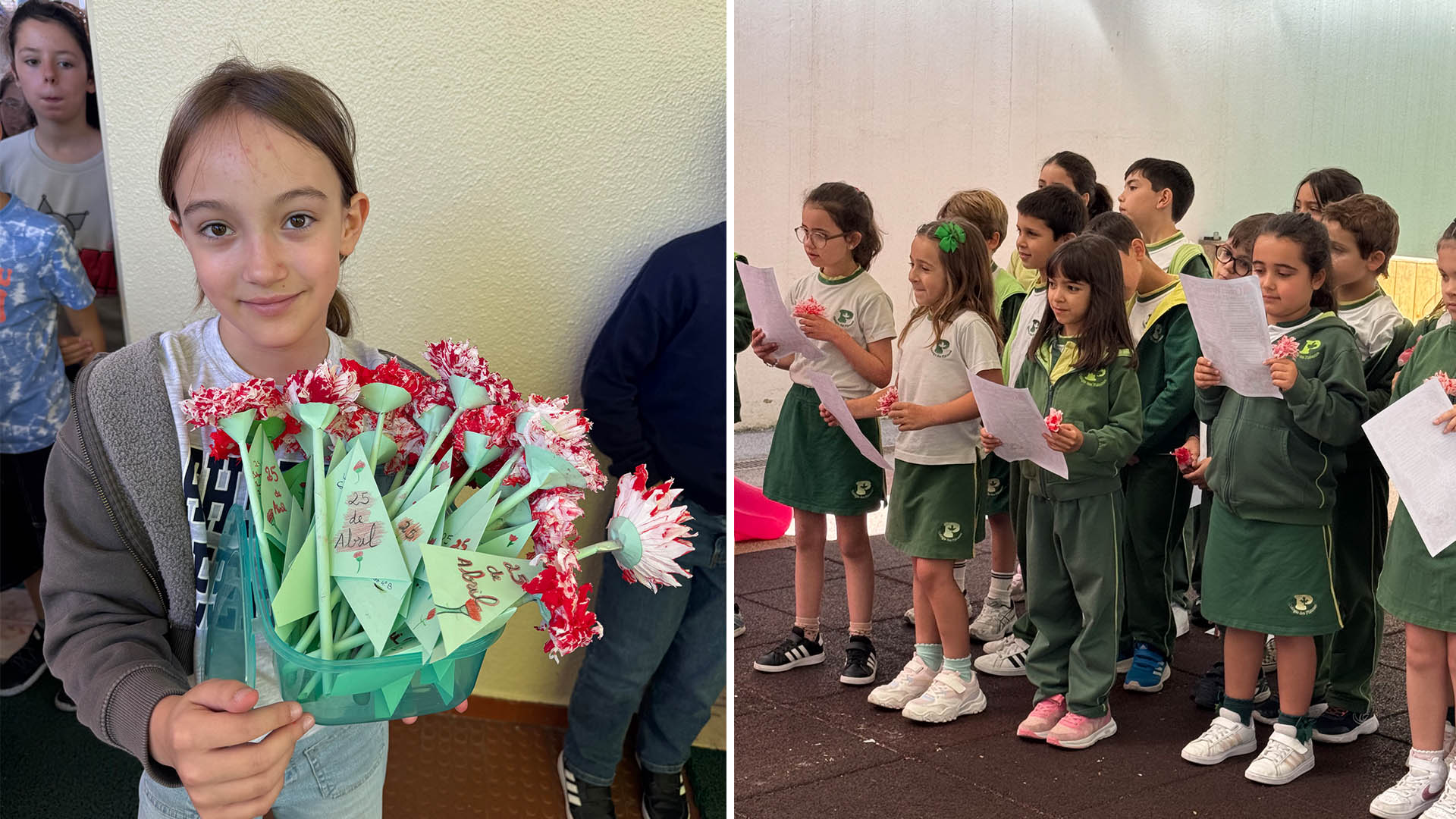 Alunos do 1.º ciclo distribuem cravos pelo 25 de abril
